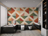 Chevron design wallpaper with warm color blocks
