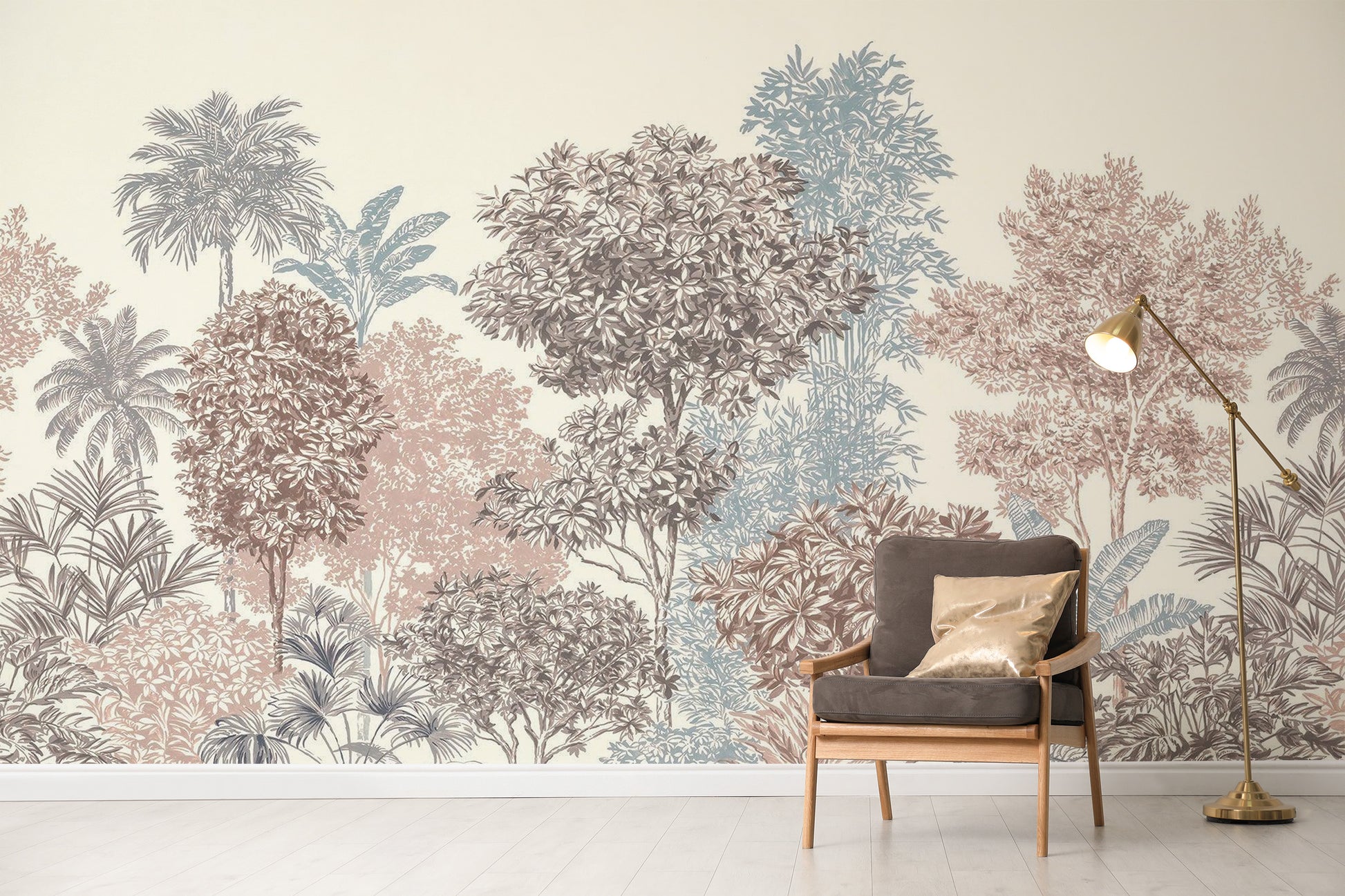 Sophisticated trees wallpaper mural for serene vibes
