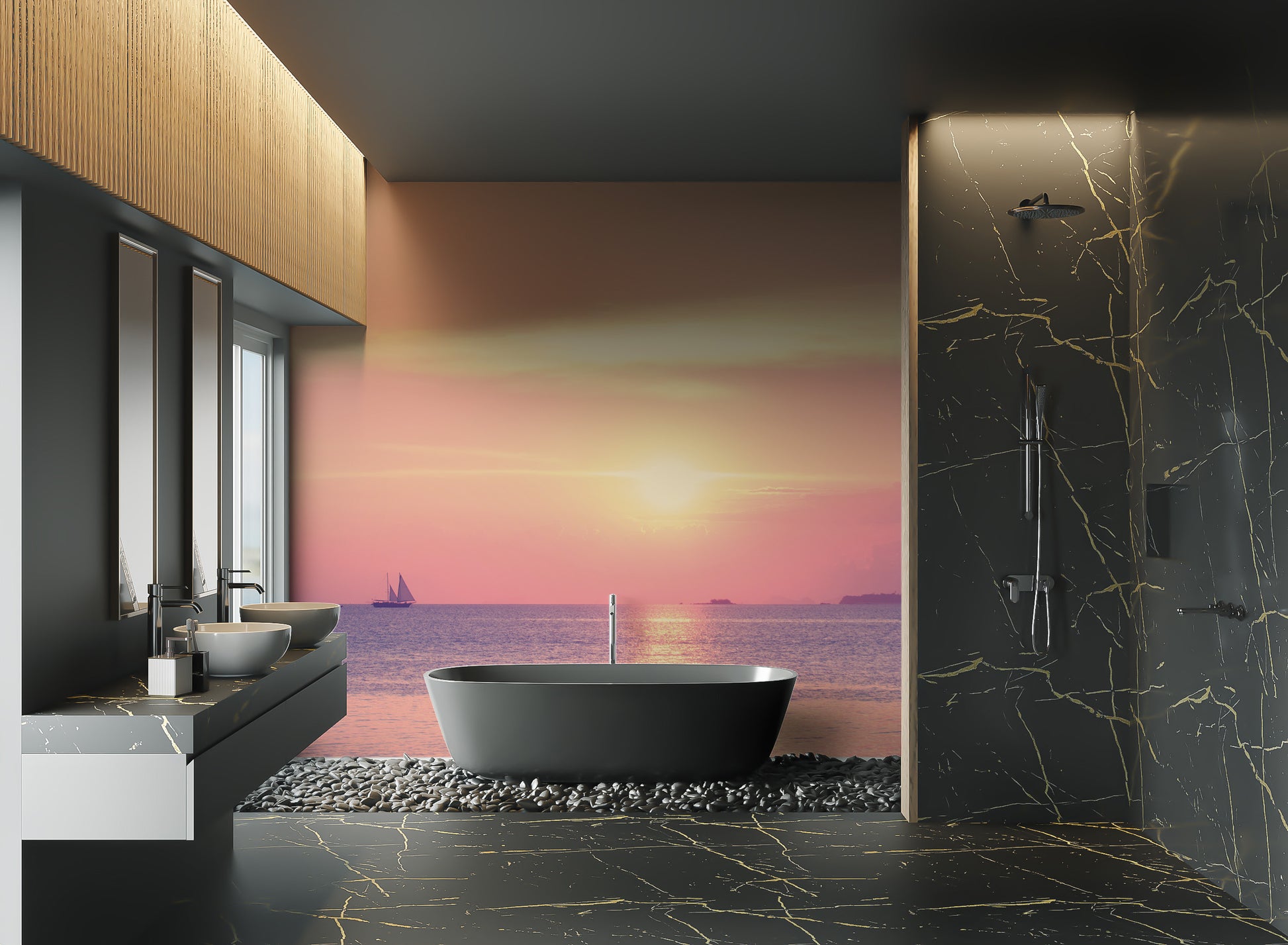 Pastel-toned beach sunset wall print
