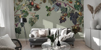 Sophisticated fig tree wall mural in vintage green hues
