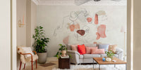 Artistic pink abstract mural wallpaper for bold walls