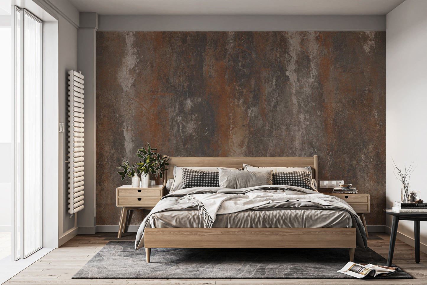 Brown-toned wallpaper with a raw metal aesthetic.
