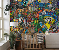 Bold urban graffiti mural for creative spaces

