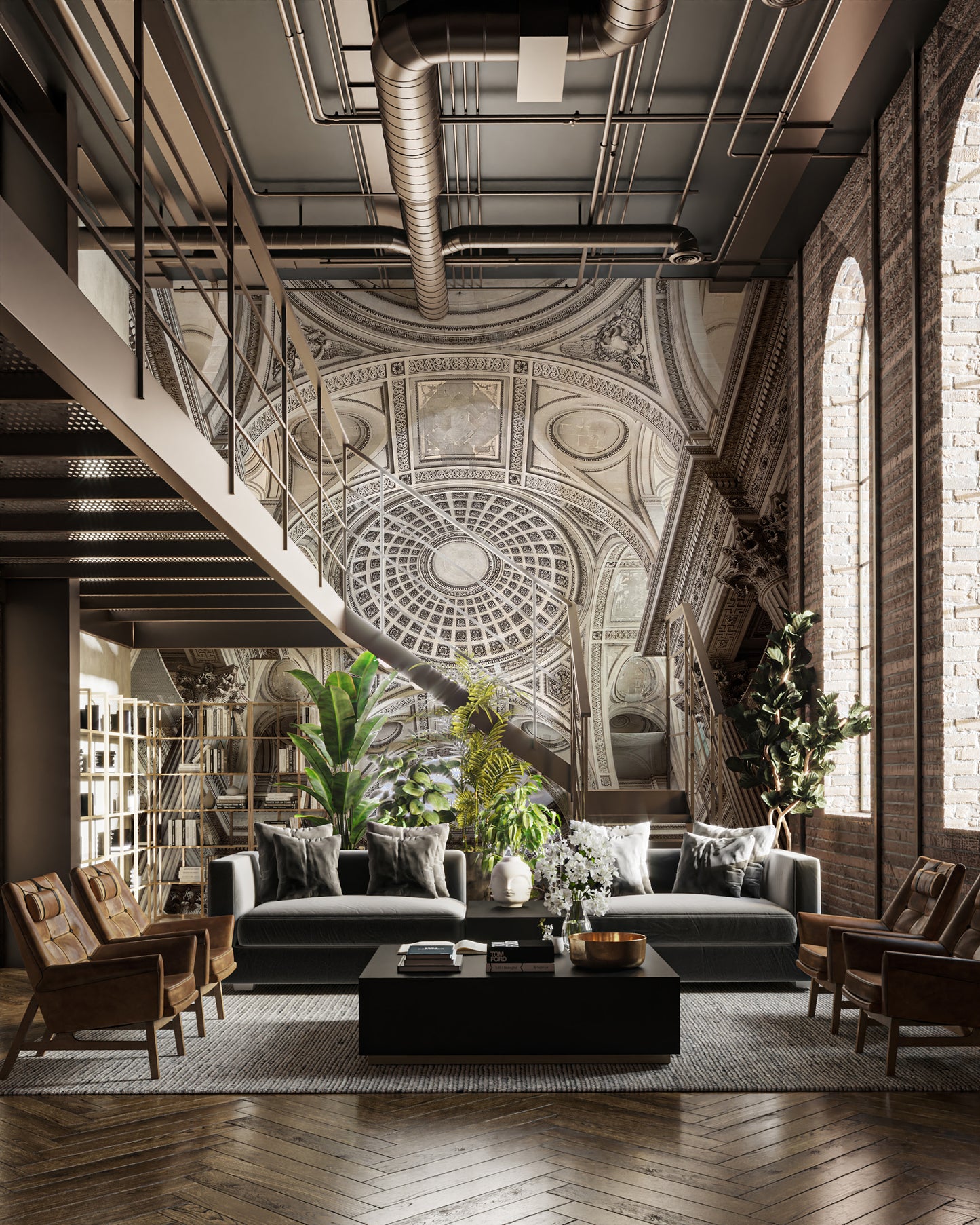 Historic architecture ceiling wallpaper
