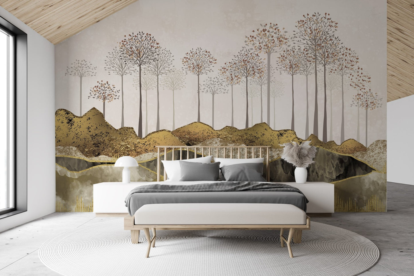 3D Modern Abstract Forest Wallpaper - Wallanza