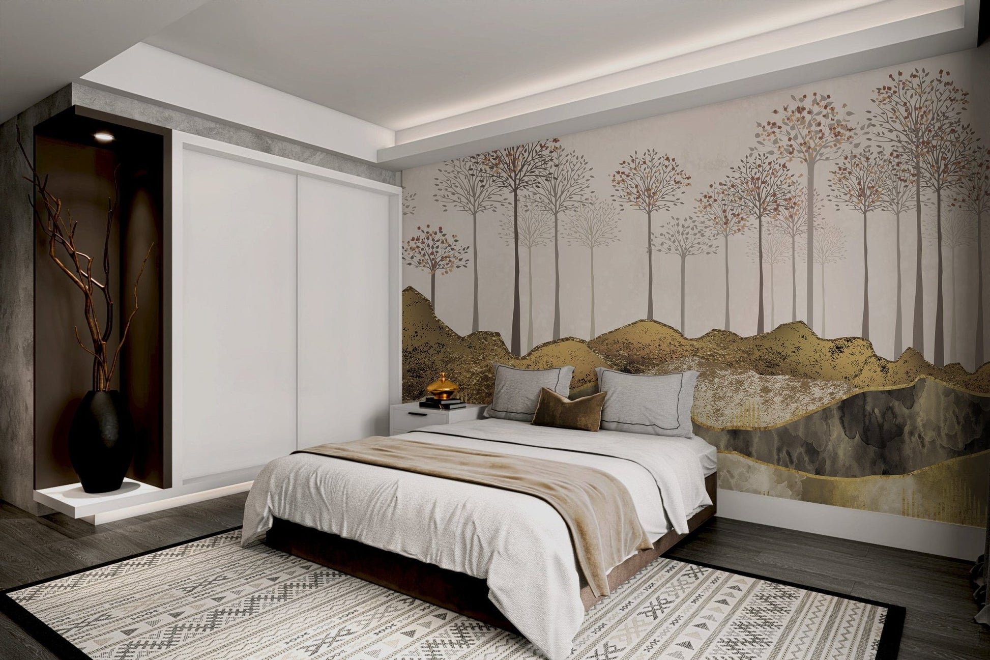 3D Modern Abstract Forest Wallpaper - Wallanza