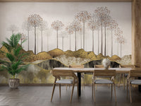 3D Modern Abstract Forest Wallpaper - Wallanza