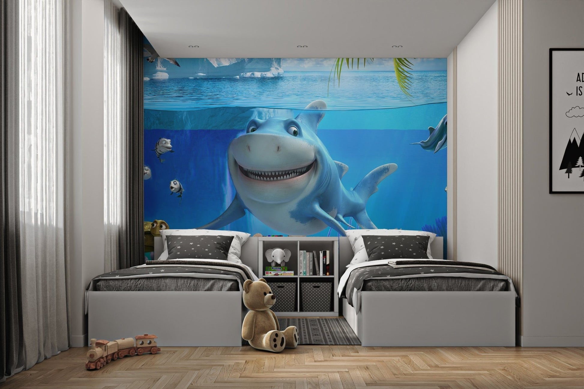 Lively underwater wall mural brings the ocean into your child's bedroom