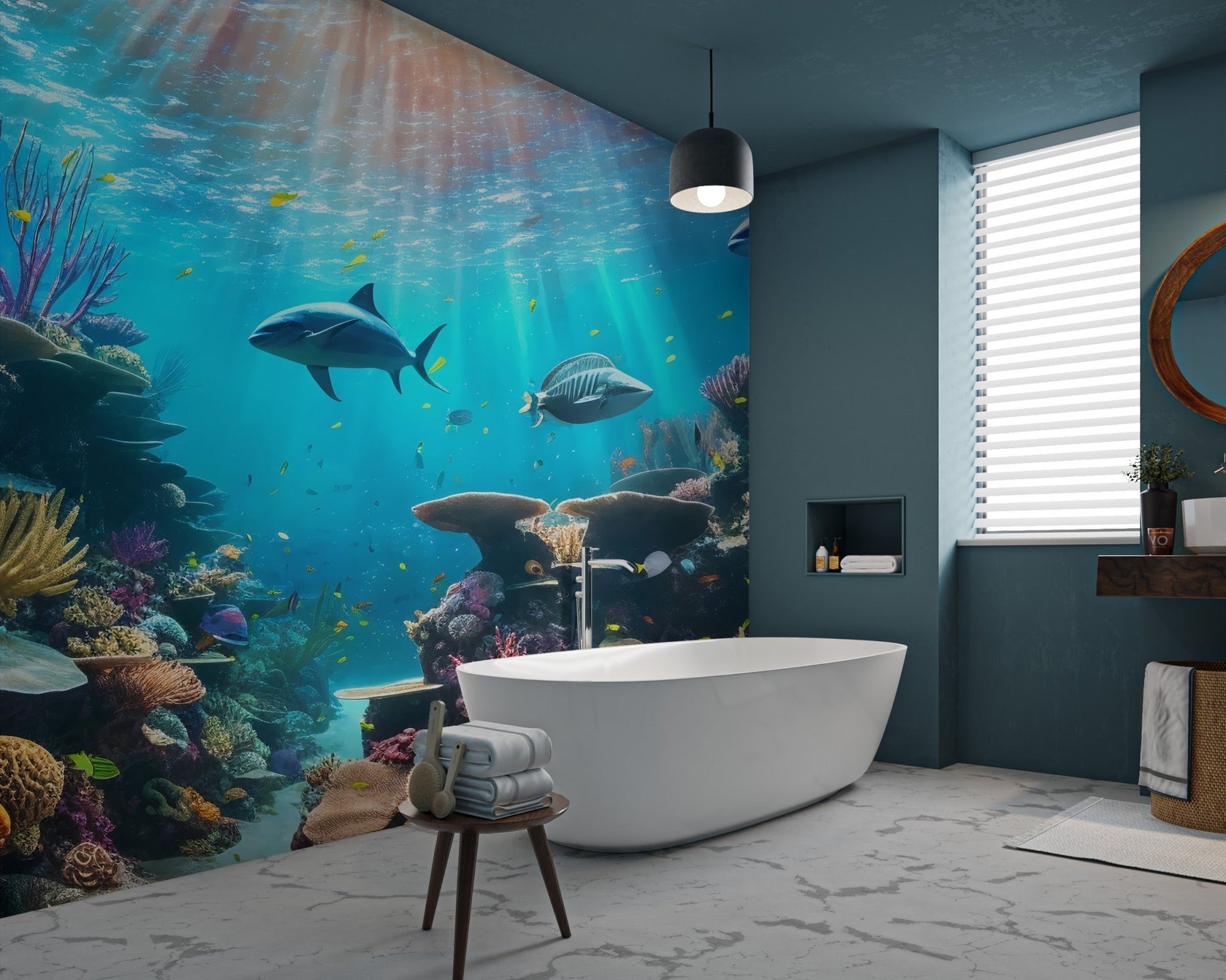 3D Vibrant Underwater Ocean Wallpaper - Wallanza