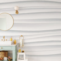 White textured wall mural with wave marble effect for modern interiors