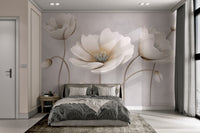 3D White Floral Wallpaper - Wallanza