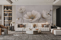 3D White Floral Wallpaper - Wallanza