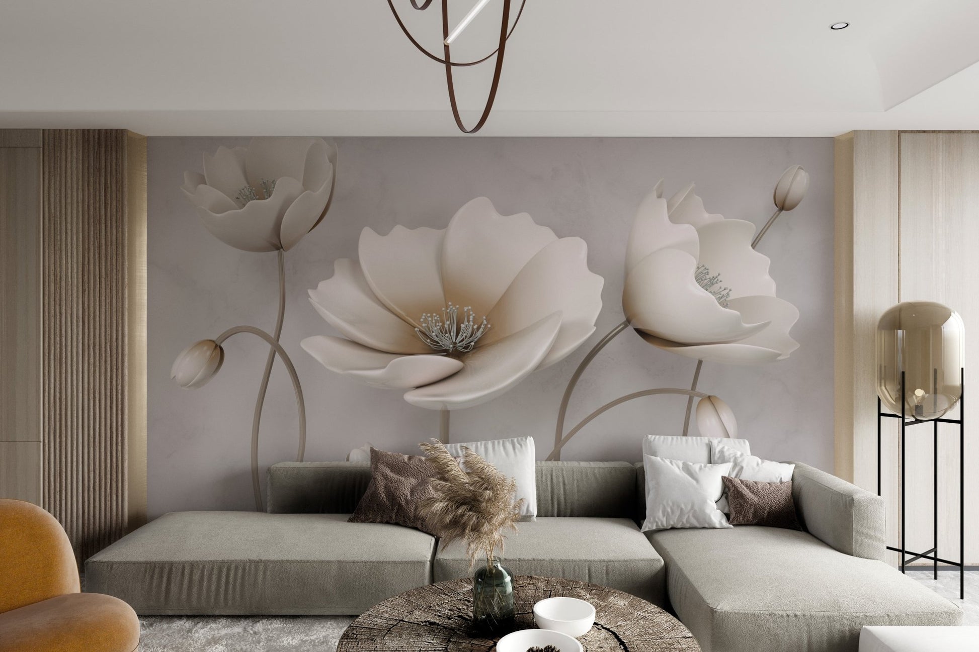3D White Floral Wallpaper - Wallanza