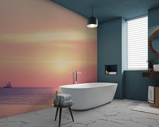 Tranquil pastel ocean view mural
