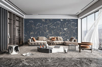 Removable blooming birds wallpaper for tranquil rooms