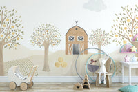 Removable farmhouse kids wallpaper for cozy interiors