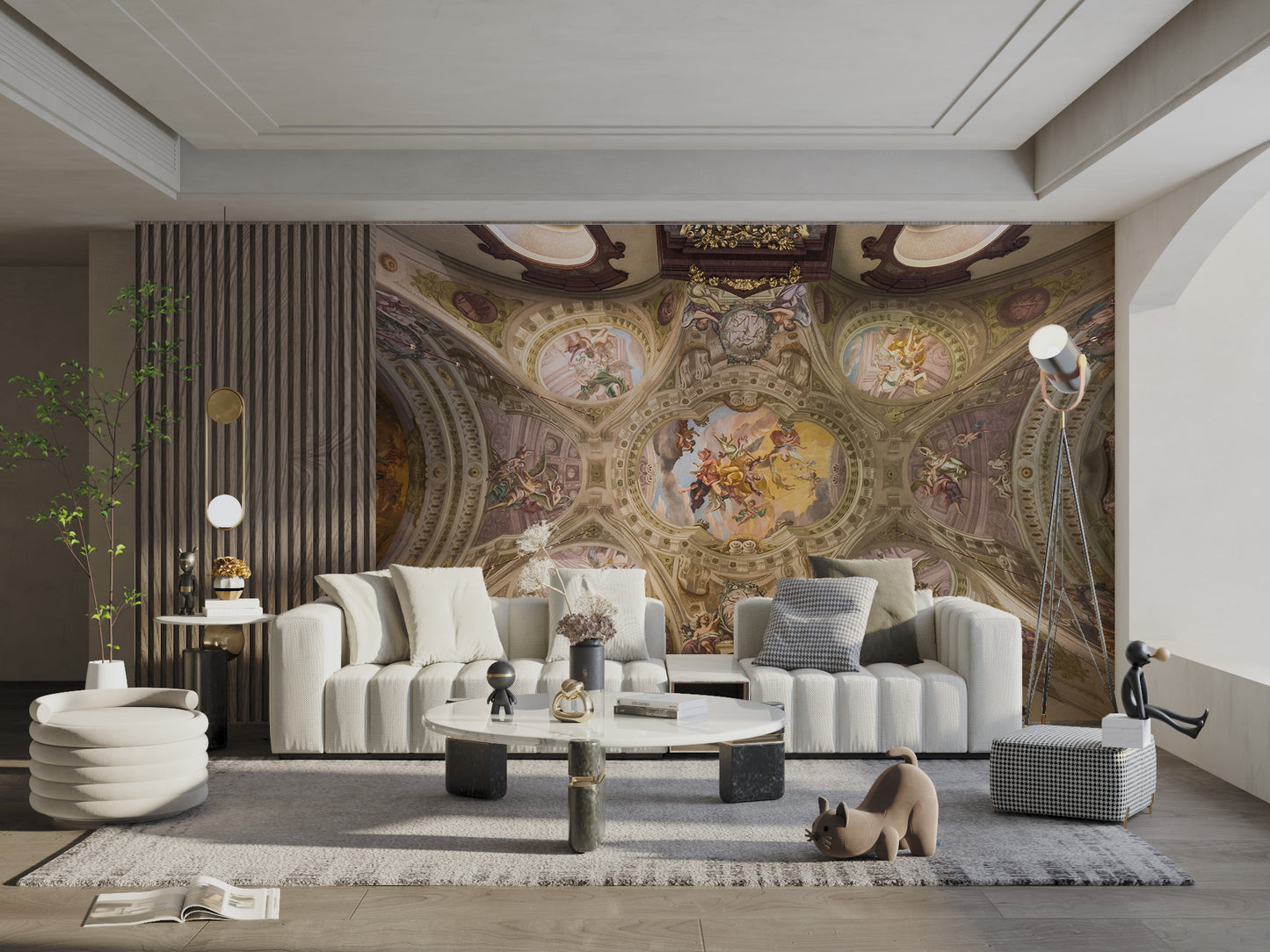 Classic fresco ceiling wallpaper design
