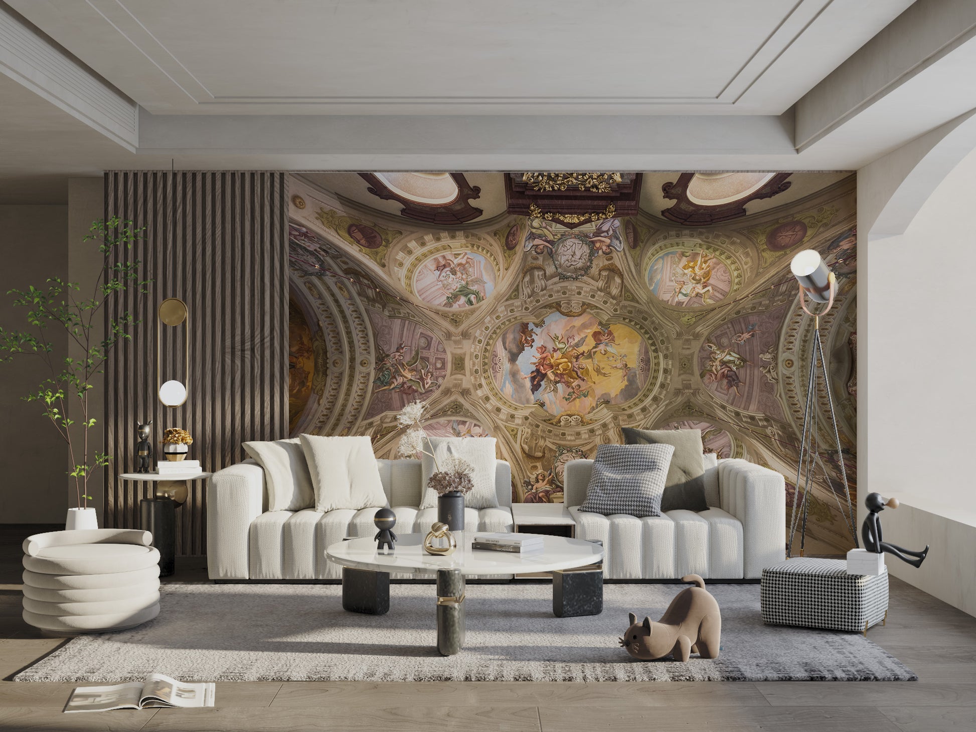 Classic fresco ceiling wallpaper design
