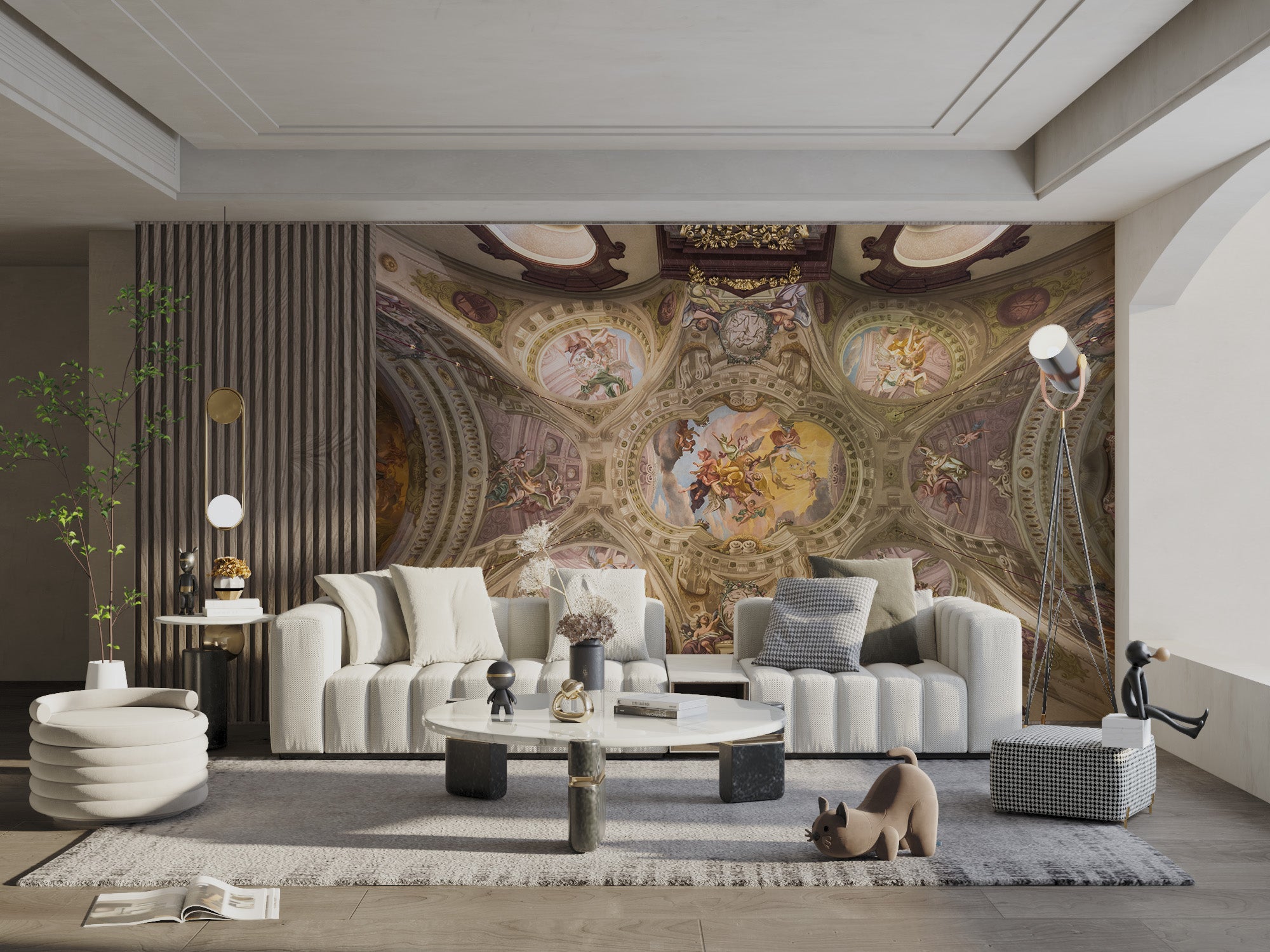 Classic fresco ceiling wallpaper design
