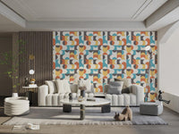 Bold mid-century geometric wallpaper
