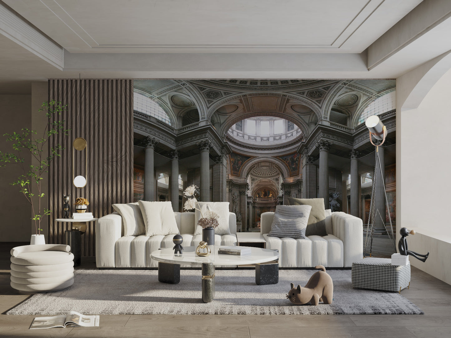 Elegant neoclassical column wallpaper
