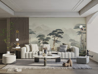 Exotic misty rainforest scenery mural
