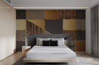 Luxury 3D geometric gold wallpaper design

