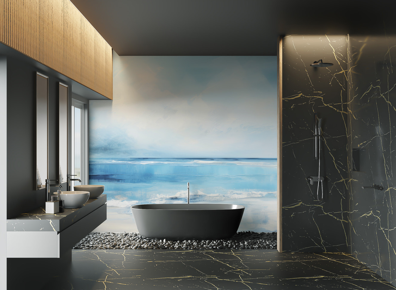 Serene ocean view wallpaper design
