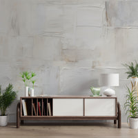 Soft neutral abstract wallpaper with plaster details
