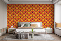 Artistic bold orange arches wall mural
