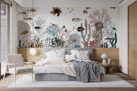 Coral kingdom mural with a captivating panoramic scene.
