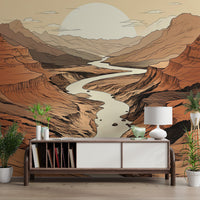 Wild west desert scenery with layered rock formations