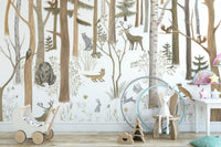 Peel and stick woodland forest friends mural for walls