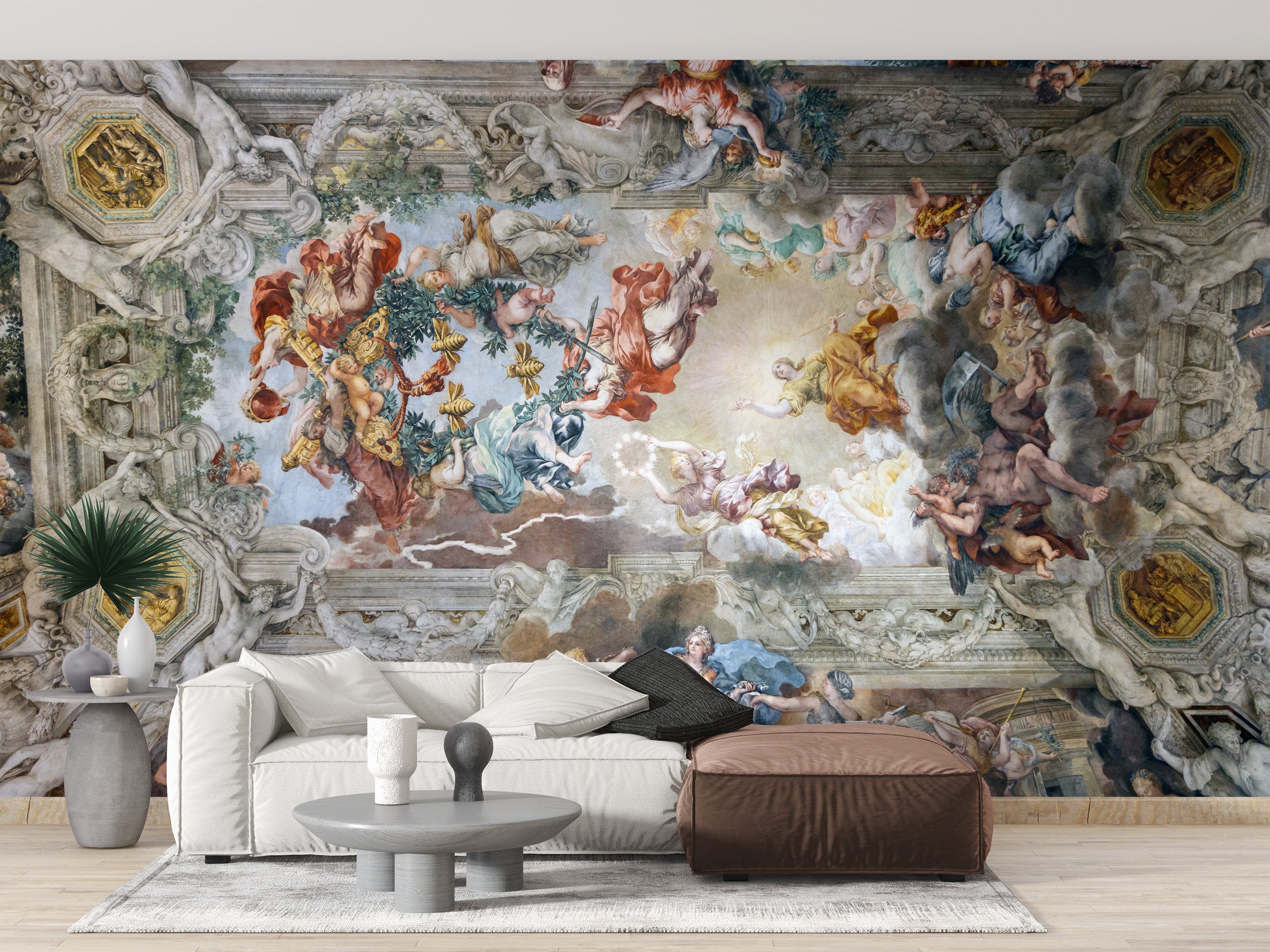 Baroque heaven mural for sophisticated rooms
