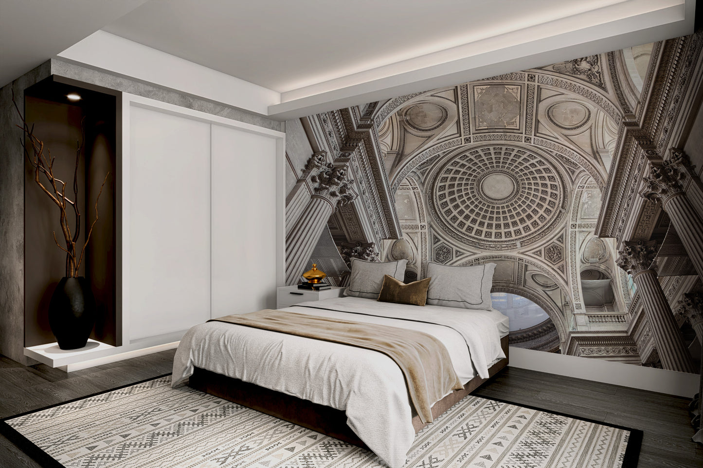Pantheon-inspired ceiling wall mural
