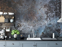 Modern blue rust abstract mural for artistic walls
