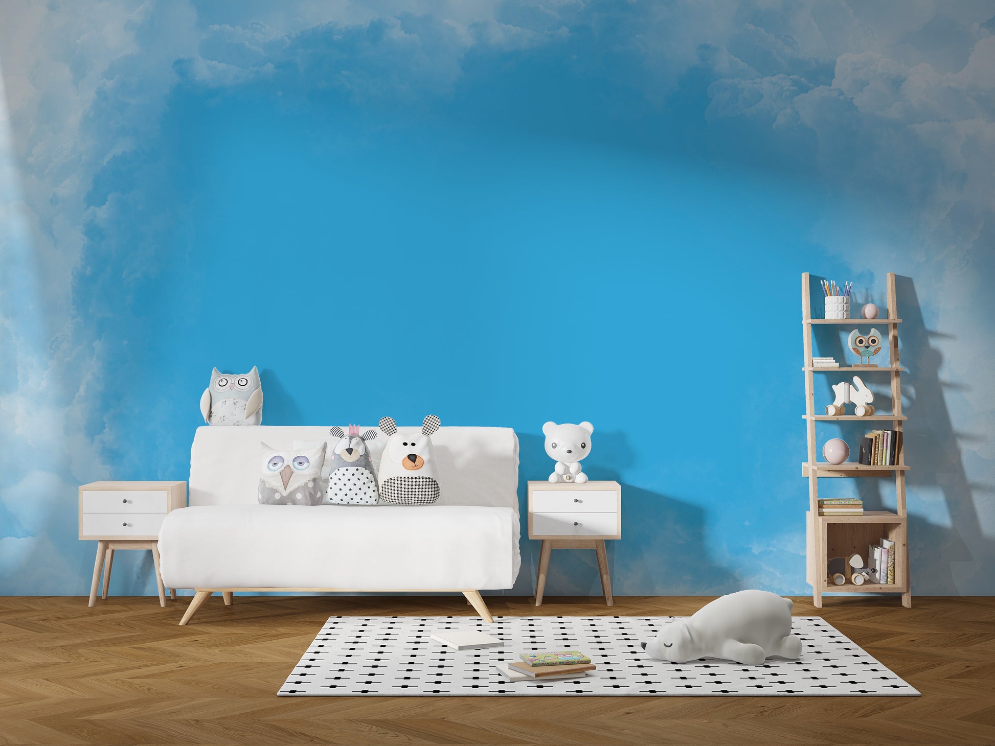 Soothing clouds mural for peaceful rooms
