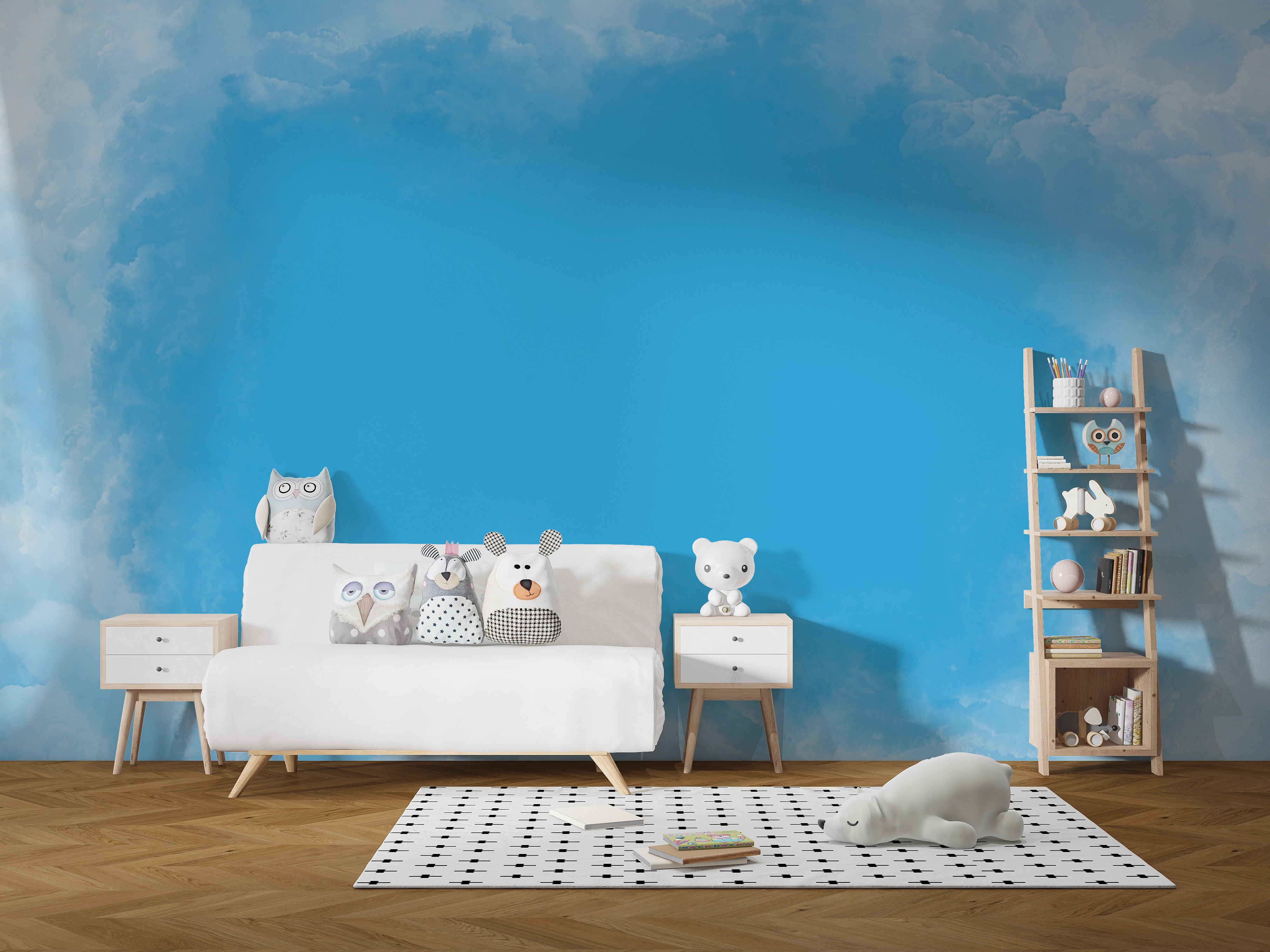 Soothing clouds mural for peaceful rooms
