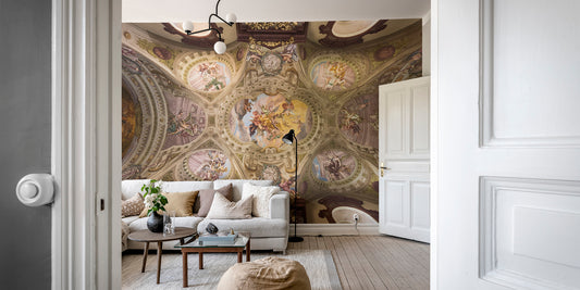 Baroque-style ceiling mural wallpaper
