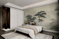 Tranquil fog-covered jungle wall decor
