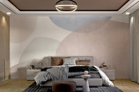 Wall mural featuring soft pastel tones and geometric patterns
