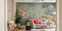 Classic beige rose wall mural with vintage charm
