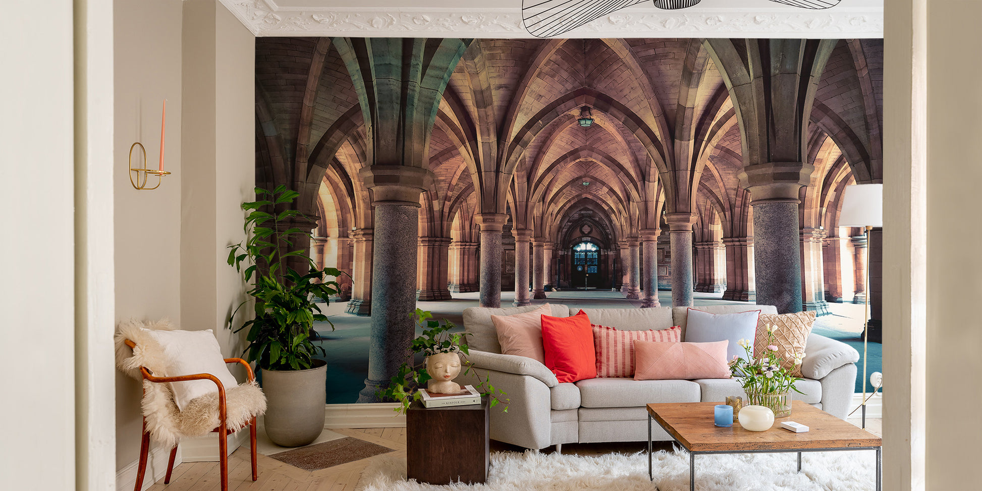 Dramatic vaulted archway wallpaper
