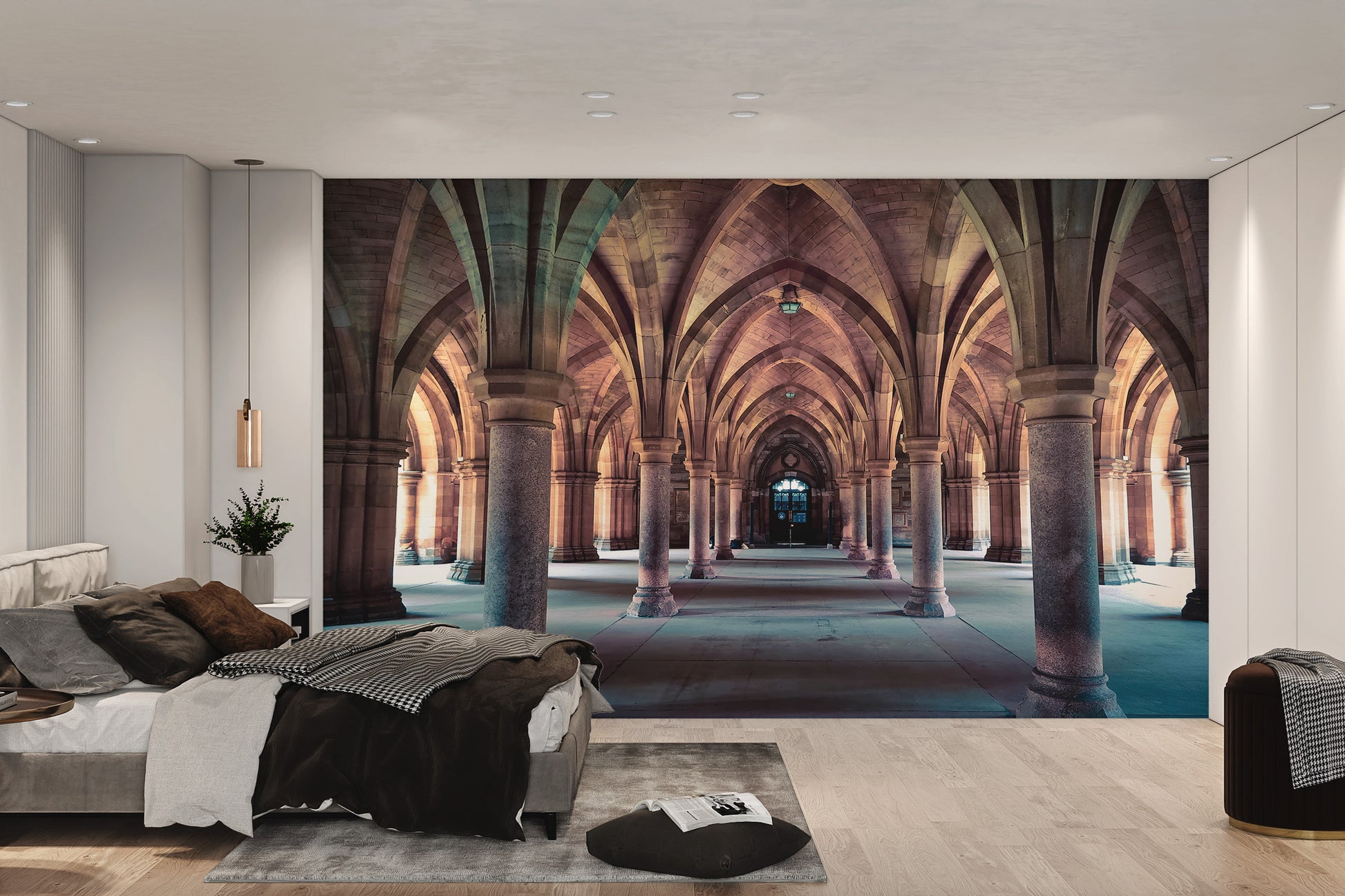 Vintage Gothic hallway wall covering
