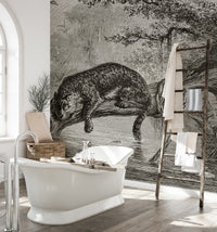 Vintage jungle leopard wallpaper for walls.
