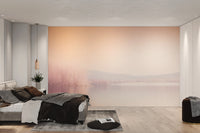 Soft peach lake scenic wall decor
