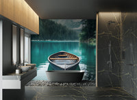 Emerald lake boat reflection wallpaper
