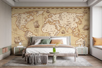 Detailed old map mural with antique aesthetic
