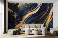 Metallic gold accent wallpaper with rich textures
