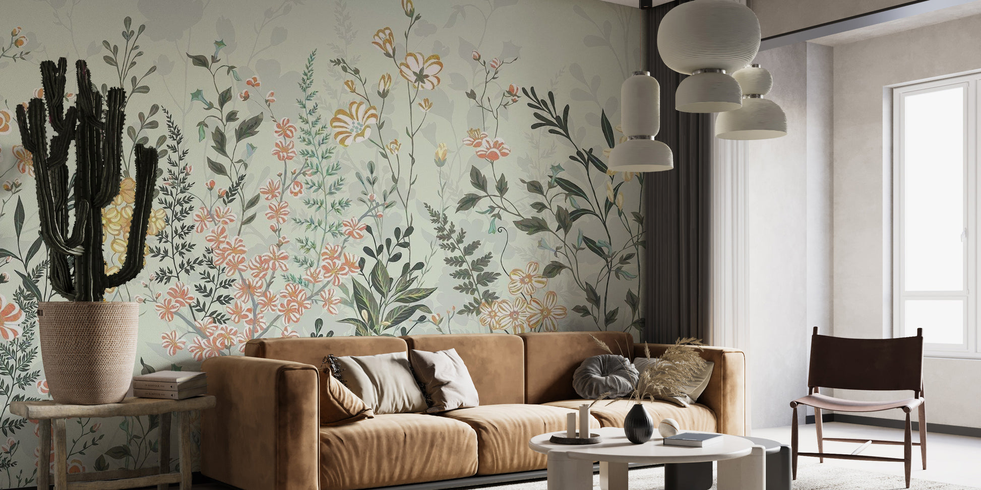 Elegant watercolor flower meadow wallpaper for walls
